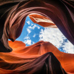 A beautiful shot of the Antelope Canyon lights and rocks Arizona in the USA